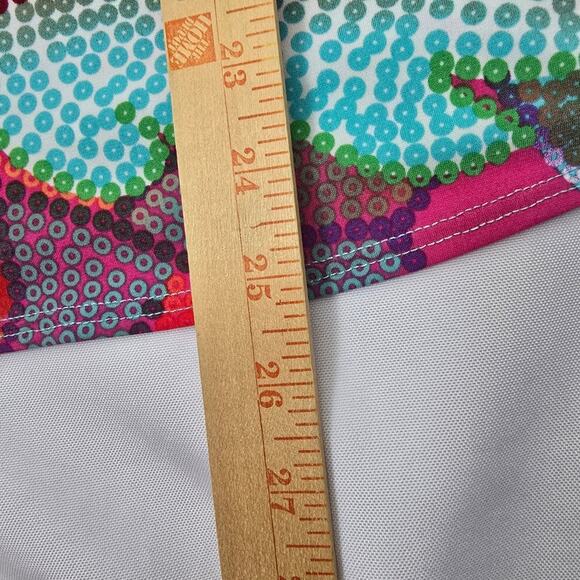 Clara Sun Woo Mosaic Petal Coral Multicolor High Low Tunic Ruffle Tie Sleeves 1X - Picture 9 of 13